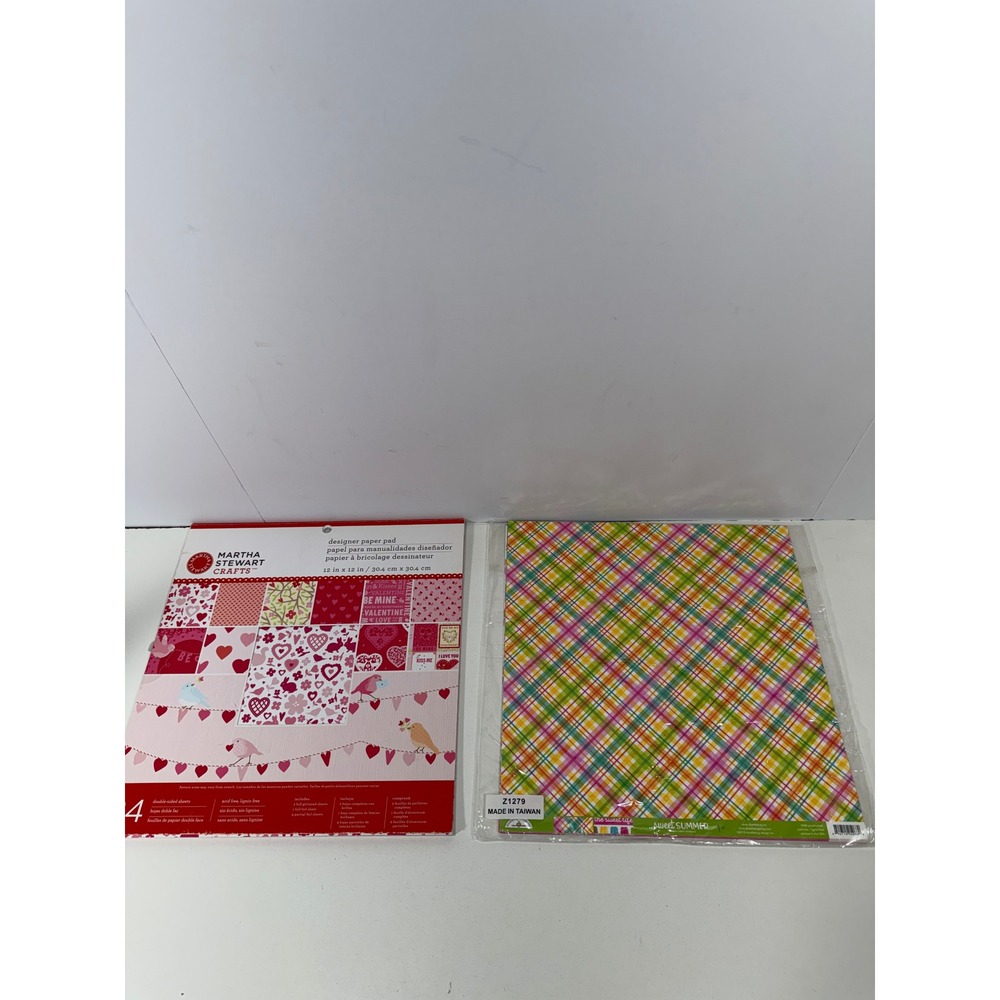 Martha Stewart Valentine Paper Pad & Doodlebug Sweet Summer Plaid 12x12 24 Sheet